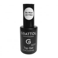 Top without a sticky layer with UV filter Grattol No Wipe Top Gel UV Filter, 9 ml