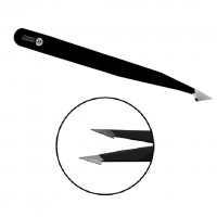 Eyebrow tweezers, pointed, beveled, with a sharpening handle